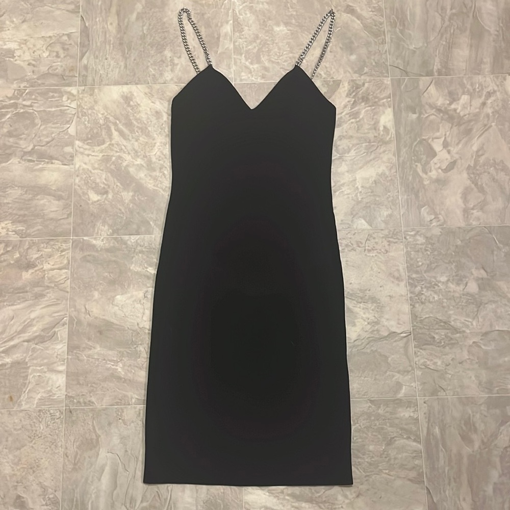 MICHAEL Michael Kors Black Slip Dress with Chain Straps